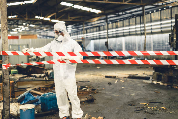 Professional Sewage Cleanup technician working in Roanoke, TX